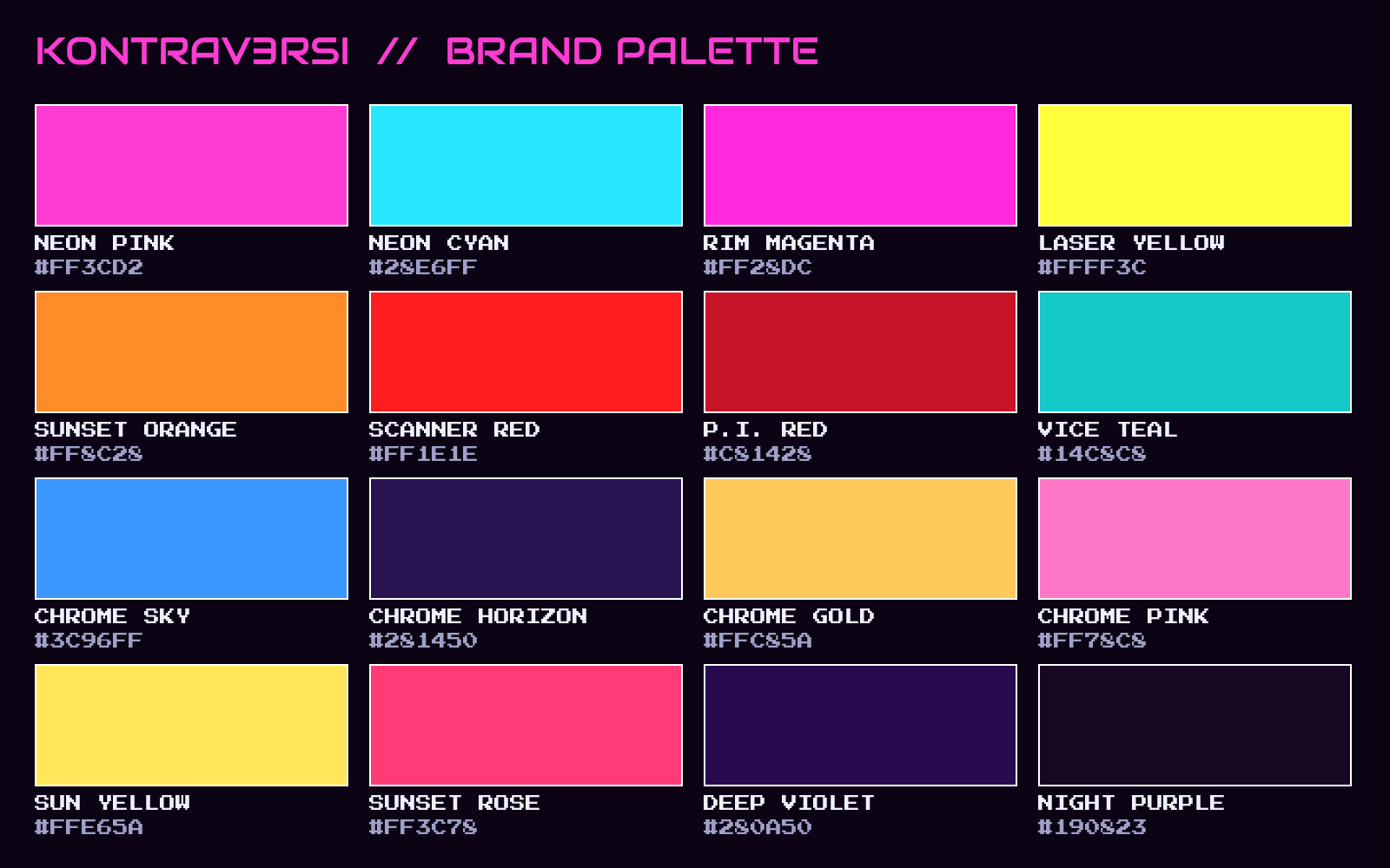 Brand color swatches.